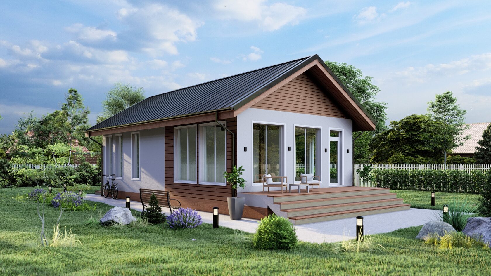 Проект Уютного загородного дома 6,4х11,6-91 м²