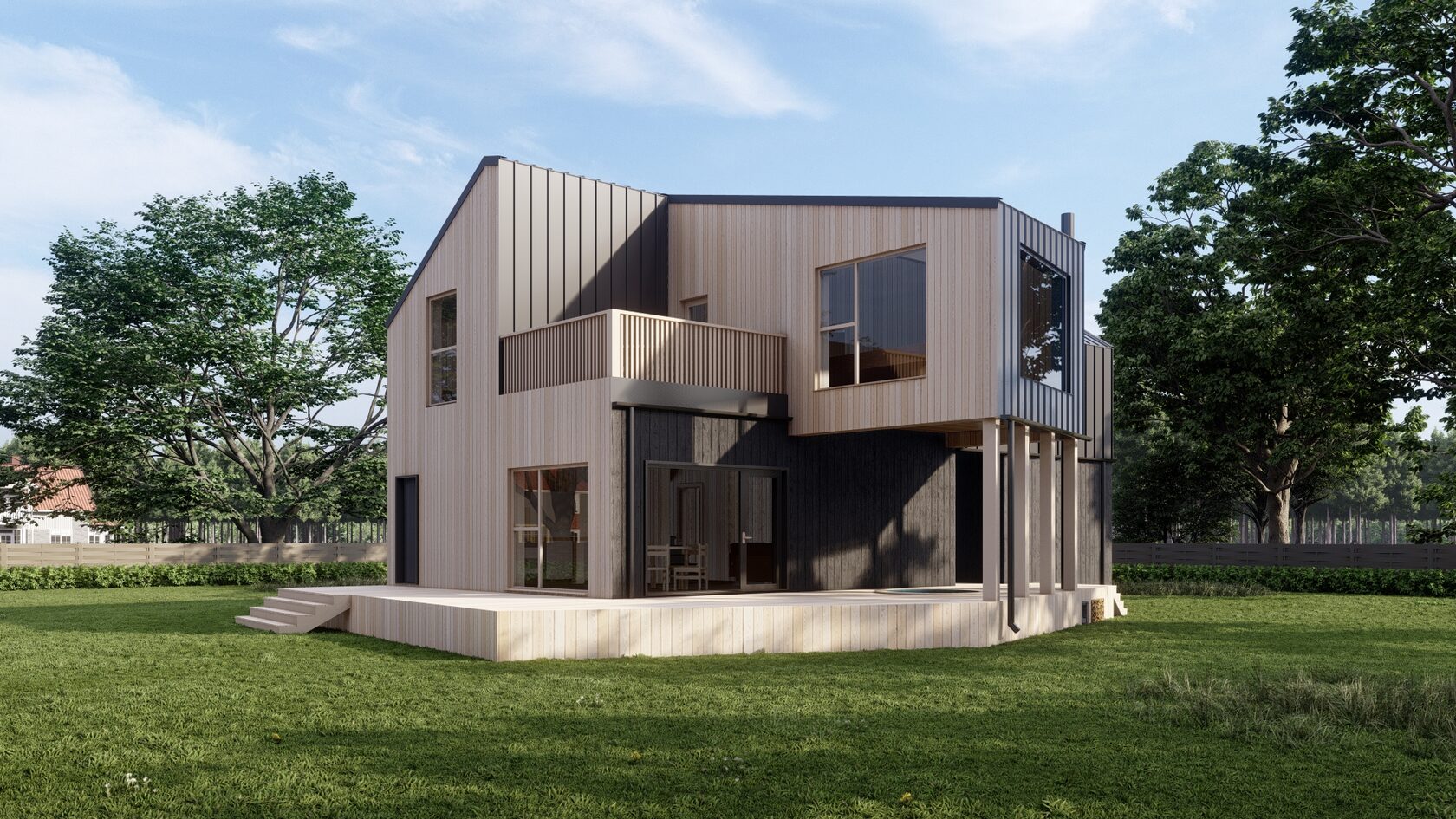 Проект двухэтажного дома в стиле Барнхаус 11,9х17,2-274 м²