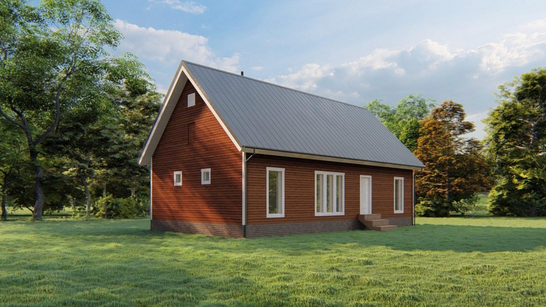 Проект одноэтажного загородного дома 7,5х14,0-105 м²