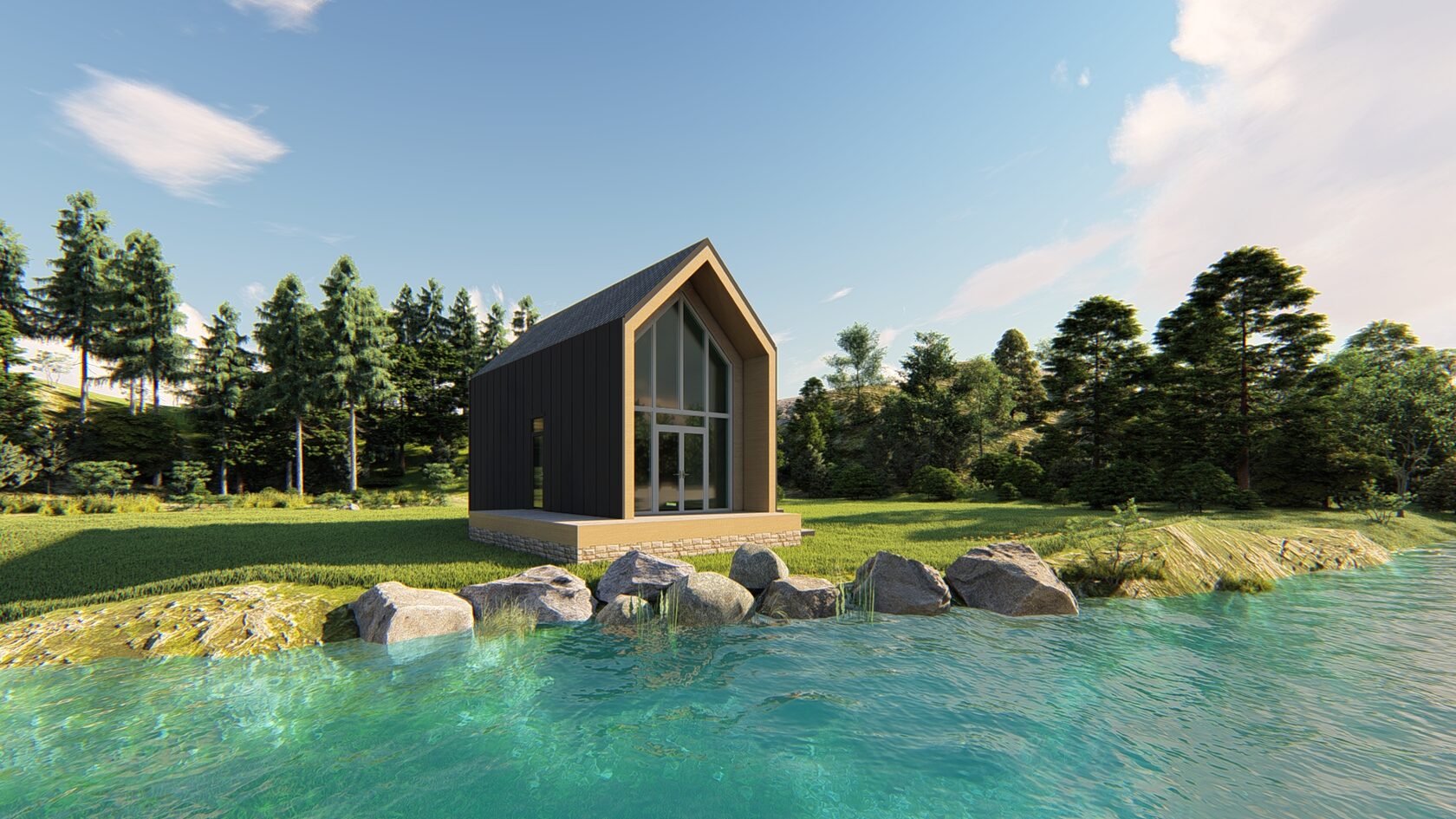 Проект БарнХауса со вторым светом и антресолью 4,0х8,0-50 м²