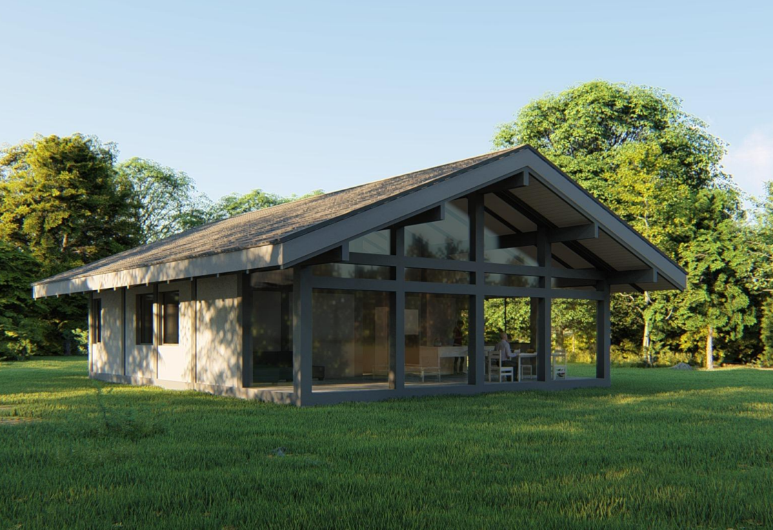 Проект одноэтажного дома Фахверк 10,0х13,0-130 м²