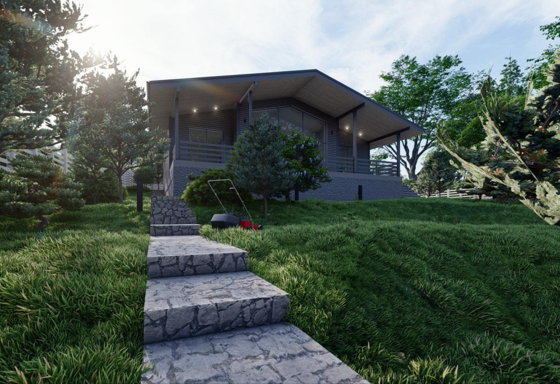 Проект Одноэтажного дома в стиле Фахверк 14,1х15,8-205м²