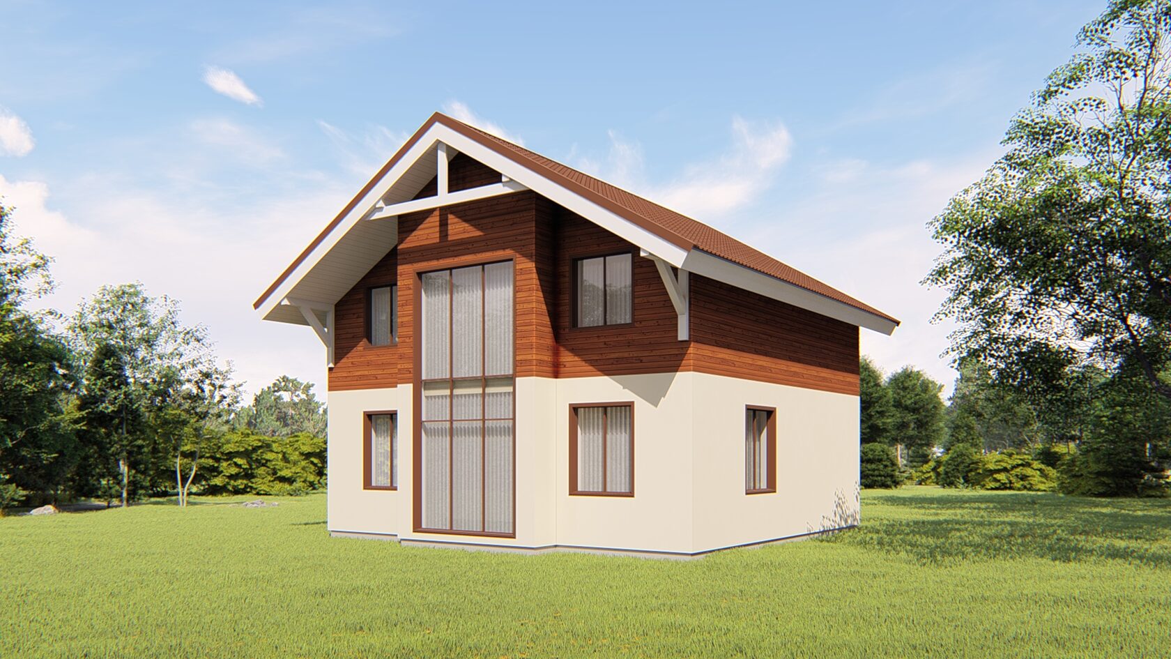 Проект двухэтажного дома 9,5х9,5-175 м²