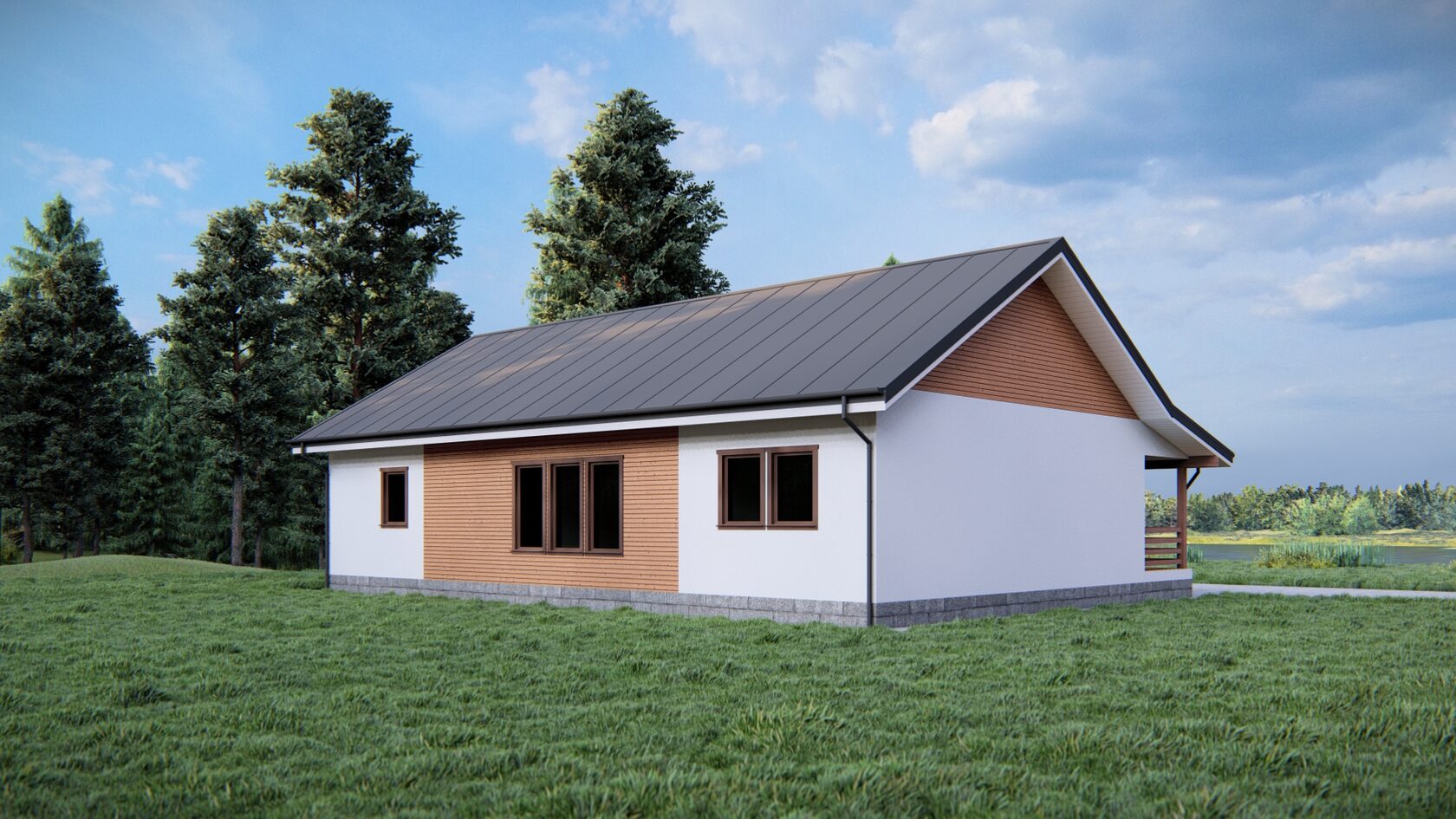 Проект Красивого одноэтажного дома 9,0х15,0-178 м²