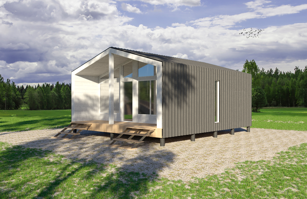 Проект Одноэтажной бани в стиле Барн 6,0х7,5-45 м² с террасой